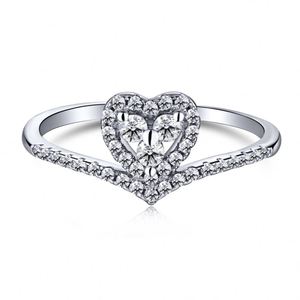 Dylam Heart Shape Clear Gemstone With S925 Size 6 to <b>9</b> Crown Curve Rings - Product Image 1