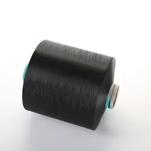 Düşük fiyat 100/36/1 renkli Dope boyalı siyah bakire Polyester filament iplik örme ve dokuma için