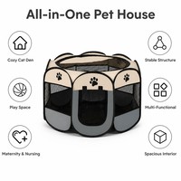 EUR VET Tente de clôture pour animaux de compagnie en nylon écologique à motif de dessin animé, carrée, pliable, pour chaton, avec fermeture éclair, protection pour chien
