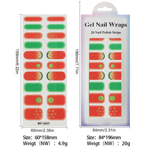En gros, Bandes d'ongles en gel autocollantes, motif dessin animé, fruits et léopard, sans UV, imperméables, pour l'été et les fêtes - Product Image 2