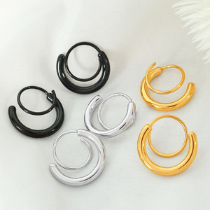 <b>Huggie</b> Earrings Geometric Round Zinc Alloy Unisex Fashion Hoop Earings - Product Image 1