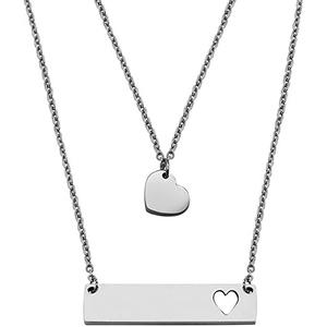 Fashion Mother's Day <strong>Gift</strong> <strong>For</strong> Mom Grandma <strong>Daughter</strong> Stainless Steel Silver 18k Gold Bar Disc Heart Jewelry Necklace - Product Image 4