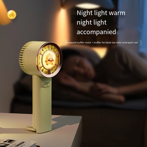 Tốt Nhất Người Bán Mùa Hè Dễ Thương Phim Hoạt Hình Di Động Cầm Tay Có Thể Sạc Lại Fan Phim Hoạt Hình Im Lặng Ánh Sáng Ban Đêm Mini Led Fan Cho Ngoài Trời - Product Image 5