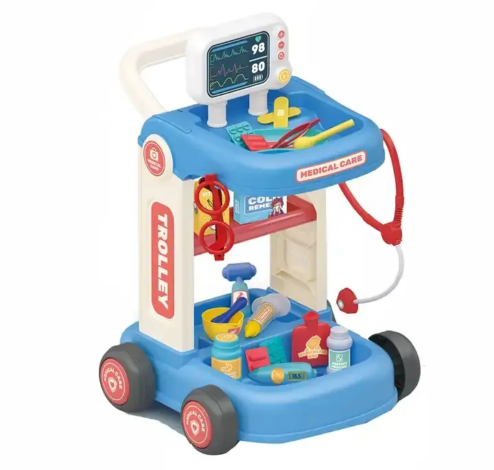 教育キッズ医療トロリーツールキットロールドクターセットおもちゃかわいい医療トロリーふりプレイドクターゲームおもちゃ