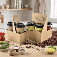 Emballages en papier kraft pour boissons au café, boîtes en carton ondulé en gros, porte-boissons, porte-café