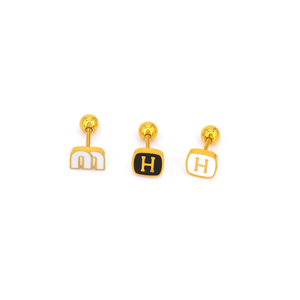 Boucles <span class=keywords><strong>d</strong></span>'oreilles en acier inoxydable plaqué or, mini boucles <span class=keywords><strong>d</strong></span>'oreilles minimalistes, boucles <span class=keywords><strong>d</strong></span>'oreilles en acier inoxydable avec lettres <span class=keywords><strong>H</strong></span> <span class=keywords><strong>et</strong></span> <span class=keywords><strong>M</strong></span> pour femmes <span class=keywords><strong>et</strong></span> enfants - Product Image 2