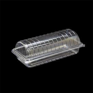 Custom private label PET plastic dessert box packaging hinged rectangular transparent Log cake container