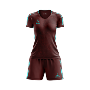 เสื้อฟุตบอลผู้หญิงทรงสลิมฟิต Healy Retro Trendy ผ้าโพลีเอสเตอร์ 100% ระบายอากาศได้ดี คอวี ลายพิมพ์แบบ Sublimation ชุดกีฬา - Product Image 1