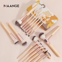 Maange — Kit de pinceaux de maquillage manche en bois, Set de 18 pièces, pour fond de teint, produits cosmétiques, vente en gros
