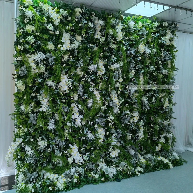 Lfb1092 luckyeगुड्स शादी की सजावट चरण पृष्ठभूमि सजावट दीवार क्लासिक सफेद 3 डी कृत्रिम फूल दीवार