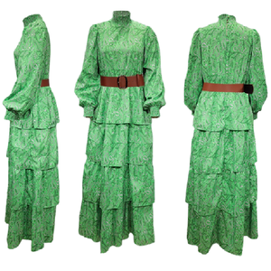 MFD798 Vestido largo de otoño para mujer Cuello medio alto con volantes Flor fragmentada Impresión digital Ecológico - Product Image 4