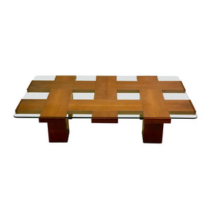 Metà secolo Hotel italiano moderno grafico noce legno tavolino rettangolare <span class=keywords><strong>in</strong></span> <span class=keywords><strong>vetro</strong></span> <span class=keywords><strong>centro</strong></span> pezzo decorazioni da <span class=keywords><strong>tavola</strong></span> per l'home Office - Product Image 1