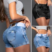 Promotion : Culottes en jean pour femme, taille haute, style Y2K, coupe droite, avec cordon de serrage, dentelle et fermeture éclair, pour l'été