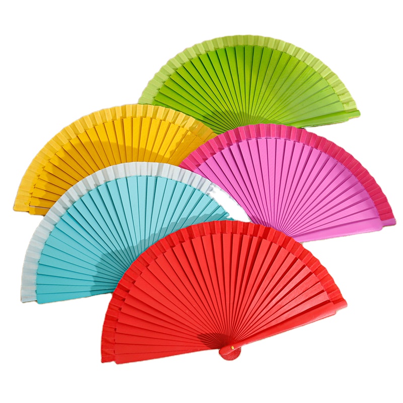 Fashionable Spanish Fan Elegant Wooden Hand Fan Chinese Vintage Solid Color Plain Folding Fan for Costume Parties Decorations