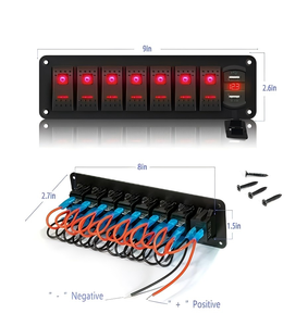 7 Gang LED Toggle Painel Interruptor Rocker com Slot USB Soquete Display de Tensão Digital Impermeável para Carro Barco Marinho Caminhão RV