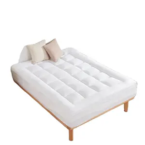 Dual Layer Microfiber Mattress Topper Down Alternative Quilted Pillow Top Cover Soft Pad Fitted Bed Cover For Back Pain Relief