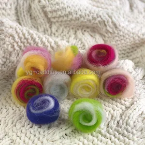 112Colors in stock Needle Felting Wool Fibre Chunky Knitting Roving Yarn For Felted Wool DIY Spinning Material package