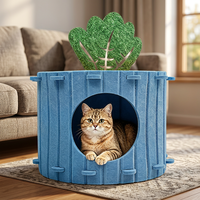 Coussin pour chat en tissu acoustique 100% PET, housse amovible et lavable, maison pour chat en peluche épaisse et chaude pour chats adultes