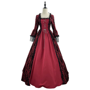 Zixiao Medieval Dress Black Flocked Lace Patchwork Long Sleeve Courtly Retro European Style Women Adult Spring 2024 - Product Image 4