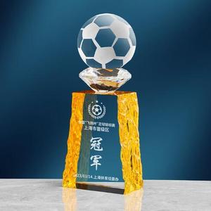 Shanchen Großhandel Fußball Trophy Cup Mit Ball Goldene <span class=keywords><strong>Trophae</strong></span> Custom ized Blank K9 Kristall Fußball Trophy Cup - Product Image 1