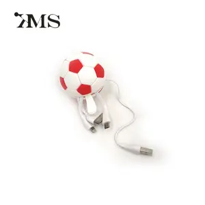 Chargeur de Football en Silicone de haute qualité, enrouleur de câble Usb rétractable 3 en 1 pour le Type de téléphone portable