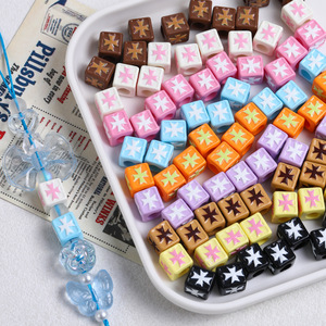 Colored <b>Baking</b> Paint Acrylic Cross square <b>Beads</b> Scattered <b>Beads</b> DIY Jewelry Accessories Keychain Bracelet <b>Bead</b> Material - Product Image 2