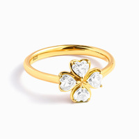 Chanceux lumière naturelle bijoux S925 fleur quatre feuilles coeur pétale vert Zircon anneau pour les amis envoyer des cadeaux de bénédiction
