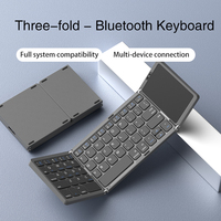 Drahtlose 3 faltbare Tastatur Mini Tri-Folding BT Tastatur mit Touchpad für iPad iPhone Windows Mac & Android