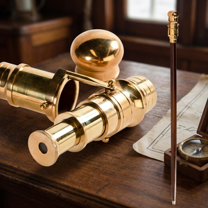 Canne télescope nautique antique en bois, avec poignée télescope en laiton, d'inspiration maritime vintage, objet de collection - Product Image 6
