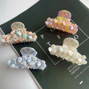 Hàn Quốc phong cách retro kim cương Inlay tóc phụ kiện Claw <span class=keywords><strong>Clip</strong></span> hoa hình lấp lánh giấm kẹp <span class=keywords><strong>Clip</strong></span>-nhựa Acetate vật liệu - Product Image 3