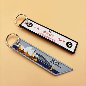 Wholesale Design Logo Fabric Keychains/Embroidery <b>Key</b> <b>Tag</b> Jet <b>Tags</b> - Product Image 2