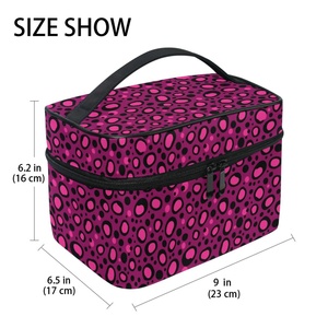 Two- Way Zipper Closure Pink Dot Custom Print Flip- Top <b>Makeup</b> Organizer Bag <b>Makeup</b> <b>Case</b> Cosmetic Toiletry Bag for Girls - Product Image 2