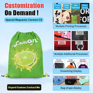 Biểu Tượng Tùy Chỉnh Dây Kéo Túi Không Dệt Thể Thao Thời Trang Giản Dị Ba Lô <span class=keywords><strong>Polyester</strong></span> Lụa Màn Hình In Khuyến Mại Không Thấm Nước - Product Image 3