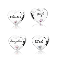 Perles et breloques en forme de cœur pour maman, papa, femme, fils, grand-mère, amie, amour, en argent sterling 925, sac OPP, assurance commerciale, classique, unisexe, S925