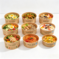 Bol en papier rond biodégradable 500ml 750ml pour soupes chaudes et salades, vente en gros, OEM, impression personnalisée, directement de l'usine
