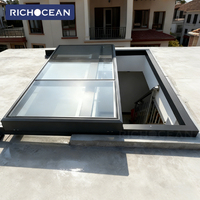 Fenêtre de toit électrique en aluminium de style américain RICHOCEAN, double vitrage Low-E, pour évacuation des sous-sols et extérieur