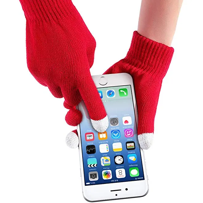 Fashion Warm 3 Fingers Acrylic Sensor Texting touchscreen Winter Glove Thermal Touch Screen Mittens for Cell Phone