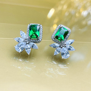 Vintage <b>Emerald</b> Cut <b>Stud</b> Earrings Minimal Geometric Square Design Women Fashion Jewelry Elegant Daily Wear Gift - Product Image 1