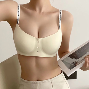 Soutien-gorge demi-tasse une pièce pour femmes nues minces confortables anneau en acier sans fil pour les petits seins affaissés - Product Image 1