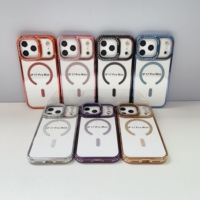 Coque de téléphone magnétique électroplaquée diamant pour iPhone 17 16 Pro Max avec cadre d'appareil photo repliable, étui mobile pour iPhone 17 Plus
