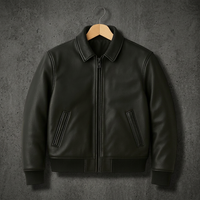 Jaket Kulit Domba Asli Pria Berkualitas Tinggi Kerah Tegak Model Fashion Lengan Panjang Dapat Disesuaikan dengan Harga Terbaik Desain Sendiri