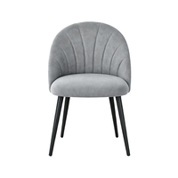 Chaise de salle à manger moderne en tissu à points coquille, pieds en métal noir thermolaqué – Chaise d'appoint rembourrée sans accoudoirs, écologique et durable