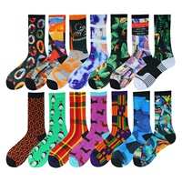 Chaussettes de sport personnalisées imprimées en 360° en couleur, chaussettes fantaisie à motif lettres, chaussettes de sublimation pour hommes