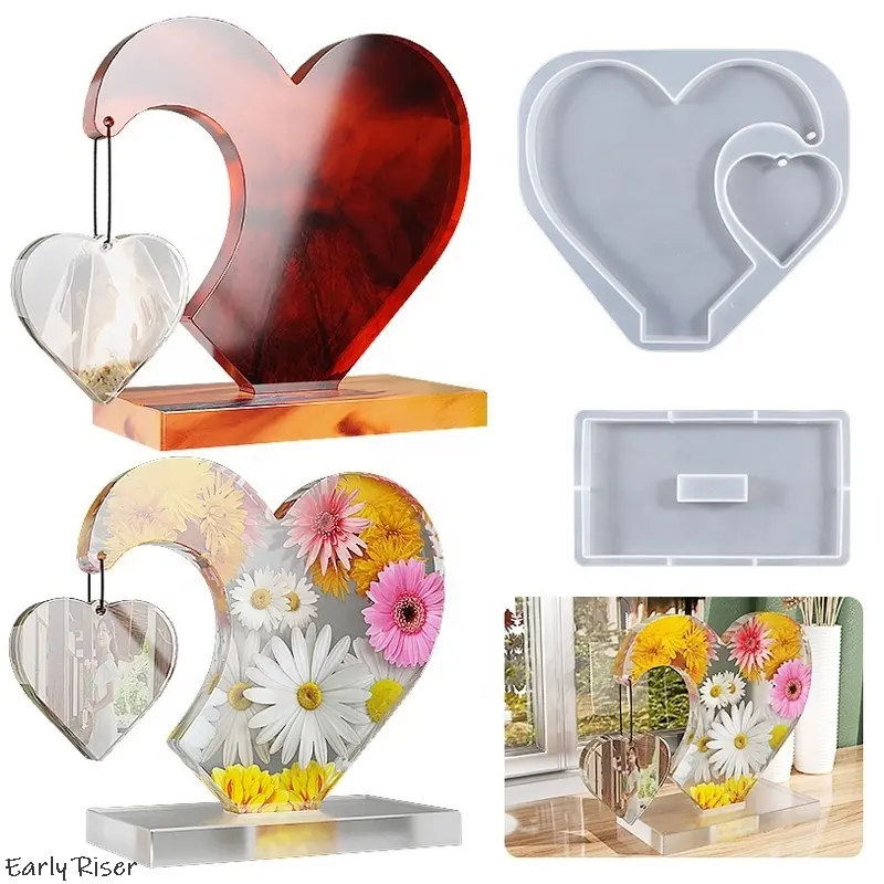 Early Riser Silicone Mold for DIY Resin, Epoxy, and Plaster Create Your Own Love-Themed Hanging Photo Frames and Display Stands