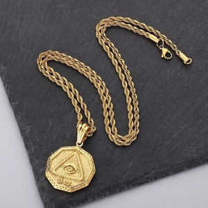 Rétro Punk Style Européen Américain Ancienne Pyramide Égyptienne Pharaon Oeil <span class=keywords><strong>D</strong></span>'<span class=keywords><strong>horus</strong></span> En Acier Inoxydable Hommes Plaque Carrée Pendentif De Fête - Product Image 5