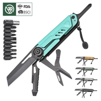 Couteau pliant multifonction 21-en-1 en acier inoxydable, multi-outil de poche avec jeu de tournevis et sifflet pour la survie en camping