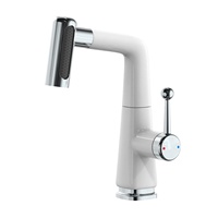 Robinet de lavabo de salle de bain moderne de luxe en alliage de cuivre, pivotant, multifonction, à montage sur plan, eau chaude/froide, avec poignée unique