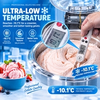 Machine à gelato à 4 saveurs à agitation continu pour les entreprises, congélateur vertical automatique à vitesse variable pour crème glacée dure en vrac