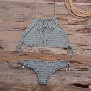 ชุดบิกินี่โครเชต์ทำมือแบบเซ็กซี่ สายผูก พร้อมชุดว่ายน้ำถักลายฉลุสำหรับผู้หญิง ชุด 2 ชิ้น - Product Image 3