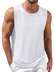 Wholesale Breathable Fitness 100% Cotton <b>Men's</b> Casual Knitted Gym <b>Singlet</b> Plus Size Solid Vest <b>Men</b> Tank Top - Product Image 1